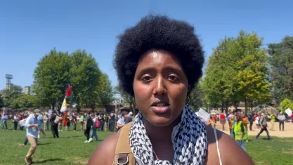 Faayani Aboma Mijana, a spokesperson for the Coalition to March on the DNC